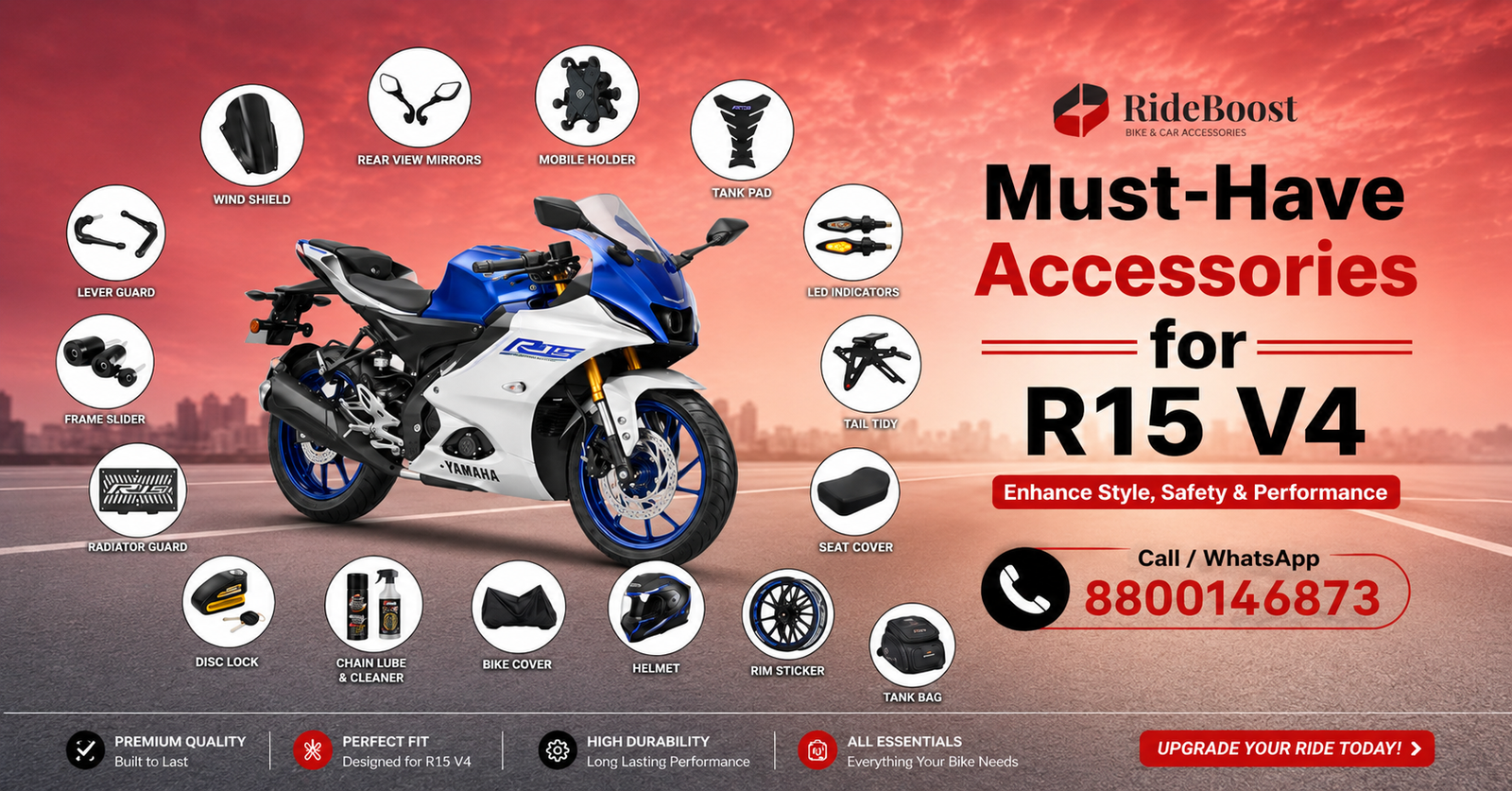 Yamaha R15V4 Bike Accessories Shop Near me